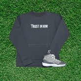 Trust In Him Pocket Sweatshirt -Cool Grey